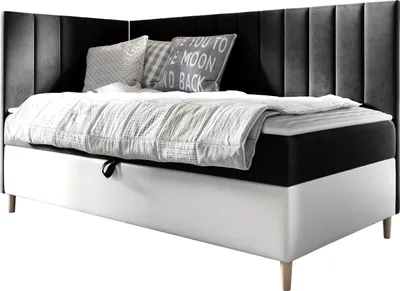 Produktbild von MIRJAN24 Boxspringbett Maja Junior 3 80x200, Einzelbett mit Bonellfederkern, Härtegrad - H3 (Farbe: Soft 017 + Fresh 17, Seite zum Öffnen des Bettkastens: Links)