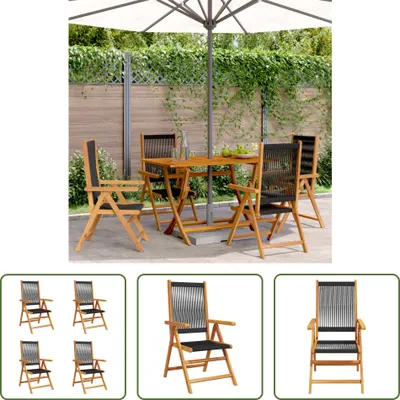Produktbild von The Living Store Gartenstuhl Verstellbar 4 Stk. Schwarz Massivholz Akazie