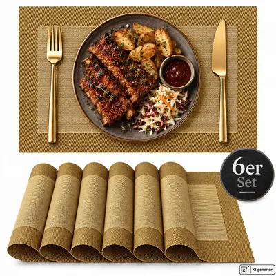 Produktbild von Tischset 6er Set Platzdeckchen Platzset Abwaschbar Platzmatten Küche PVC Gold