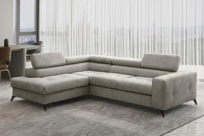 Produktbild von Kaiser Möbel Ecksofa mit schlaffunktion und bettkasten, Sofa L-form, Couch L-form Arcadi Dicker Cord Hellbeige Links