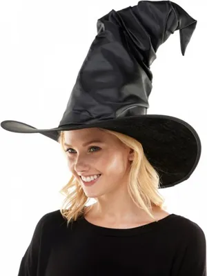 Produktbild von Großer schwarzer Hexen Spitzhut für Halloween & Fasching