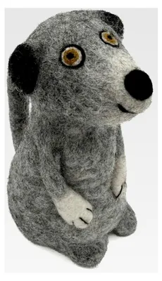 Produktbild von Eierwärmer, Erdmännchen, grau, Filz, Handarbeit, 14cm x 7cm x 7cm