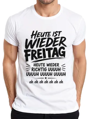 Productafbeelding van Vandaag is het weer vrijdag. "Echt waar?" T-shirt, wit, maat M. (Met een sarcastische ondertoon)