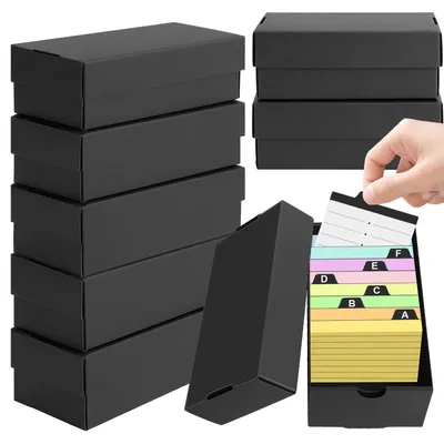 A8-Karteikartenbox, 8 Stück, schwarz, für Karten 52 × 74 mm