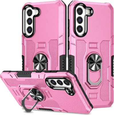 Produktbild von Galaxy S21 FE 5G Hülle, Dual Layer Robuste Rüstung Ringhalter Ständer Schutzhülle für Samsung Galaxy S21 FE 5G Pink