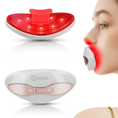 Produktbild von Lippen und Augenpflege Rotlicht Gerät mit Heizung für Glättung von Lippenfalten Reduzierung von Augenringen, 4 Heiztemperaturstufen,Weiß