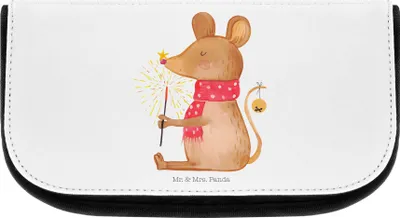 Produktbild von Mr. & Mrs. Panda Kulturtasche Maus Weihnachten - Weiß - Geschenk, Weihnachtsmotiv, Schminktasche klein, Kosmetikbeutel, Kulturbeutel, Weihnachtswunder, kulturtäschchen