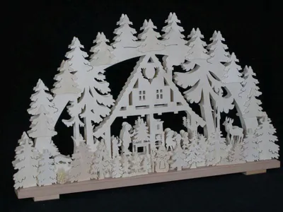Produktbild von Schwibbogen Haus im Wald mit Beleuchtung BxHxT 70x43x7cm NEU