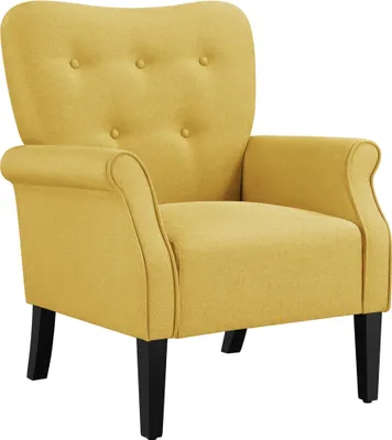 Produktbild von Yaheetech Loungesessel Cocktailsessel Relaxsessel mit Holzbeinen Fernsehsessel mit gepolstertem Sitzkissen Polstersessel Fernsehsessel Lehnstuhl Gelb