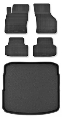 Image de Tapis en caoutchouc + bac de coffre pour Audi A3 8Y IV 2020- – 5 pièces, noirs, semi-universel, adapté