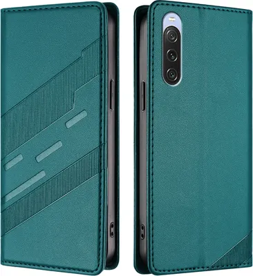 Produktbild von Hülle für Sony Xperia 10 V, Kunstleder Brieftaschen Handyhülle mit Kartenfach und Standfunktion Grün