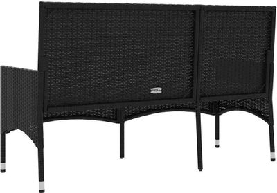 vidaXL Gartenbank 3-Sitzer mit Kissen Schwarz Poly Rattan