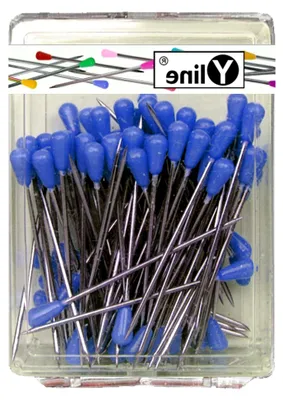 Produktbild von 100 Stück blaue Tapezierstecker mit Kunststoffkopf, ca. 60 mm