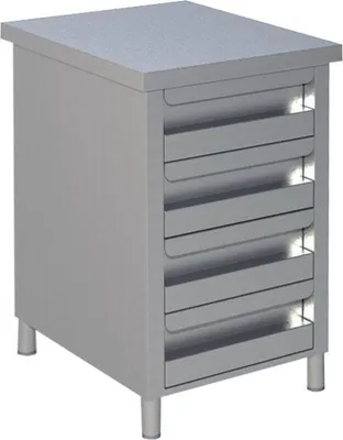 Obrázek produktu pro Zásuvková skříň KBS se 4 zásuvkami, 500x600x850 mm, bez lišty, nerezová ocel