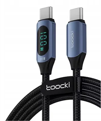 Produktbild von Toocki USB-C auf USB-C Kabel 100W 2m 480Mb/s Display