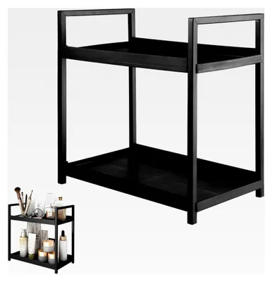 Produktbild von 2-Ebenen Badezimmer Organizer Schwarz, Großes Regal für Küche und Badezimmer (30x17x30 cm)