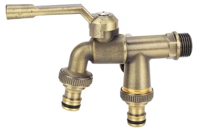 Produktbild von Wandmontierte Außenwasserhähne mit Doppelarmatur – im Antik-Stil