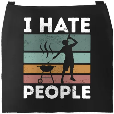 Produktbild von Grill-Schürze für Männer mit Spruch I Hate People Griller Grill-Geschenke Männer Bier  Küchenschürze Baumwolle Moonworks® schwarz unisize