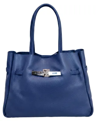 Immagine prodotto di Borsa a mano Marcella, in pelle "Dollar", prodotta in Italia. Colore: beige chiaro. Firmata Chiara Ferretti