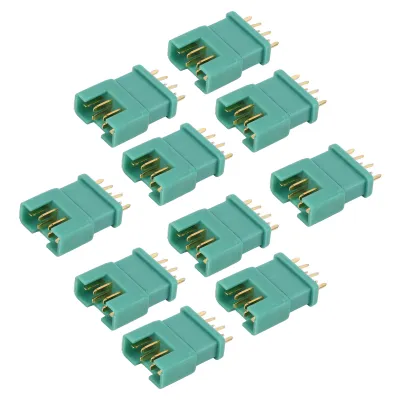 Imagen del producto de 10 unidades, conector hexagonal verde MPX, modelo 13.030; 10 unidades, conector hexagonal verde MPX, modelo 13.031; conector para batería, con chapado en oro, fabricado en nylon mediante inyección