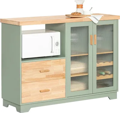 Immagine prodotto di FSB81 Credenza buffet, mobile con 2 ante in vetro, verde