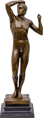 Produktbild von Bronzeskulptur Erotika nach Rodin Bronze Akt Mann Figur Skulptur 47cm Replika