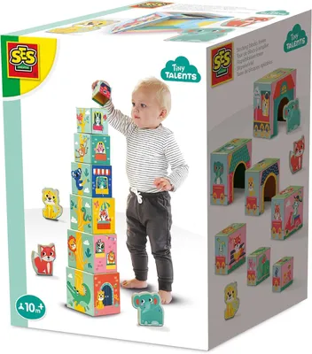 Immagine prodotto di Set di 13142 cubi impilabili con figure di animali - Giocattolo educativo colorato per bambini