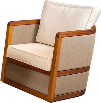 Image de Fauteuil de jardin Chaise de jardin Coussin Fauteuil lounge Accoudoirs Beige Fauteuil