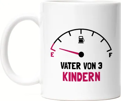 Produktbild von Vater von 3 Kindern Tasse Lustig Energielos Tank ist Leer Spruch Geschenk Dreifacher Papa