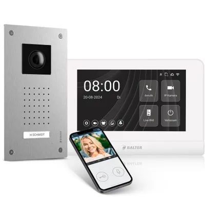 Produktbild von BALTER ENTRI L Unterputz Video Türsprechanlage mit Full HD Kamera und Audio Modul inkl. 2-Draht 1x 7 Zoll WiFi HD Monitor Smartphone App für 1 Familienhaus Set