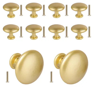 Produktbild von Elzusha – Set mit 10 goldenen Schubladengriffen, 29 mm – Runde Schubladengriffe aus Aluminiumlegierung