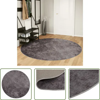 Produktbild von The Living Store Teppich Waschbar Grau Ø 200 cm Rutschfest