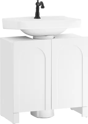 Image de SoBuy BZR164-W Armoire sous lavabo avec 2 portes Armoire de salle de bain avec compartiments ouverts Lavabo sans lavabo Blanc LHT environ 60x62x30cm