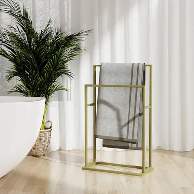 Zdjęcie produktu dla vidaXL Stojak na ręczniki złoty 48x24x78,5 cm żelazko