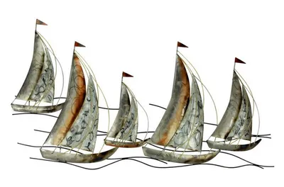 Produktbild von Wanddeko Schiff Metall Segelboot Segel Boot Maritim Deko Hänger Figur Skulptur