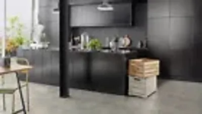Produktbild von PVC (9€/m²) Vinyl CV Bodenbelag 600 x 200 cm Beton Fliese grau Design 2 Meter breite