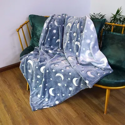 Produktbild von Glow in the Dark Decke Kinder leuchtende Decke Kuscheldecke mit leuchtenden Sternen für Kinder und Erwachsene 150x200cm Blau