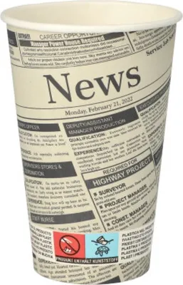 Produktbild von 50 Trinkbecher, Pappe "To Go" 0,3 l Ø 8 cm · 11,7 cm "Newsprint"