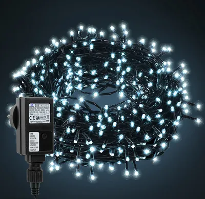 Immagine prodotto di SWANEW 10M 100 LED per albero di Natale, filo di rame bianco freddo verde scuro con 8 programmi LED per uso interno ed esterno IP44