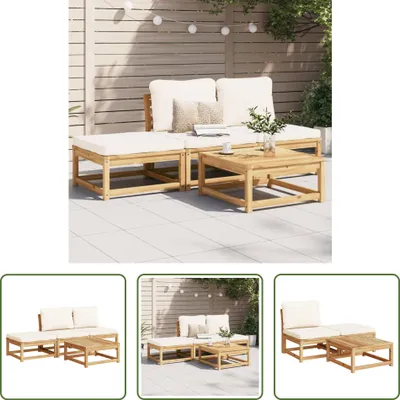 Produktbild von The Living Store 4-tlg. Garten-Lounge-Set mit Kissen Massivholz Akazie
