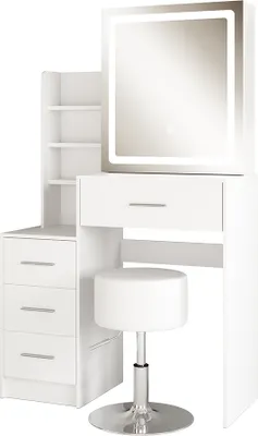 Obrázok produktu pre Toaletný stolík Vicco Lisca biely 80 cm so zrkadlom LED a stoličkou, Model 50168