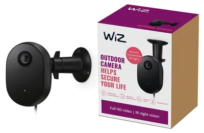 Productafbeelding van WiZ Buitencamera, Beveiligings-IP-camera, Voor buiten, Bekabeld, Wandmontage, Zwart, Kunststof