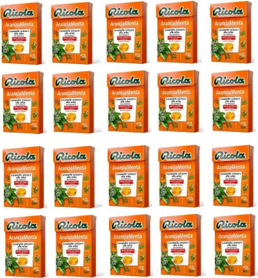 Produktbild von 20x Ricola Astuccio Arancia Menta bonbon Minz Orange erfrischend ohne zucker box 50g