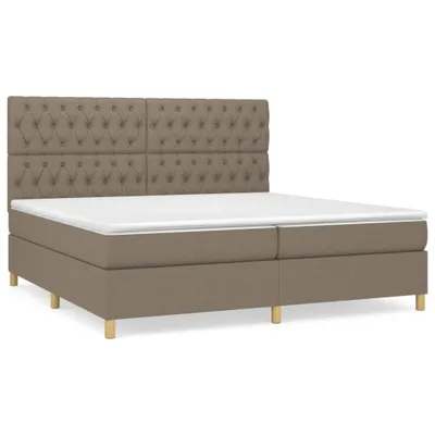 Zdjęcie produktu dla vidaXL Łóżko sprężynowe z materacem Taupe 200x200 cm tkanina
