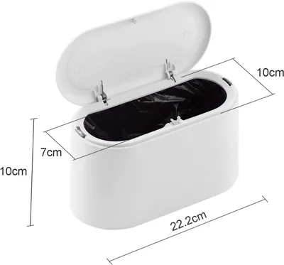Image de Poubelle de bureau avec couvercle, blanche, en plastique