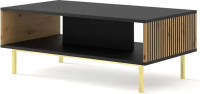 Produktbild von FURNLUX Couchtisch Ravenna F Schwarz Und Beige Und Gold 90cm / Hauptfarbe: Schwarz / Abmessungen: 90 x 45 x 60 cm