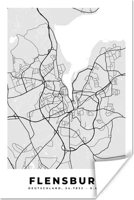 Produktbild von MuchoWow® Poster Karte - Flensburg - Karte - Deutschland 120x180 cm - Kunstposter