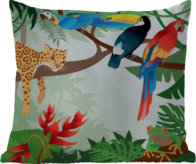 Produktbild von MuchoWow® Outdoor Kissen - Dschungeltiere - Tukan - Jungen - Mädchen - Leopard - 40x40 cm - Wetterfest - Lounge Kissen - Kopfkissen - Interieur - Polster mit Bild