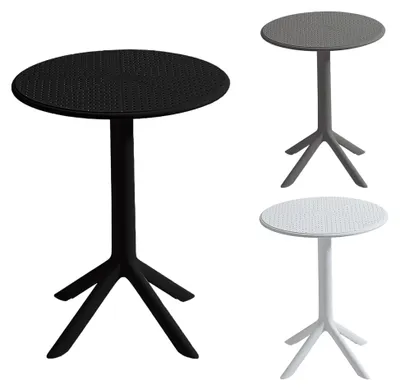 Produktbild von Wetterfester Gartentisch Schwarz, klein und stabil – runder Balkontisch aus Kunststoff, Ø 60 cm, Höhe 76 cm, für Garten, Terrasse, Balkon