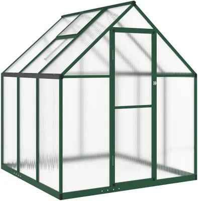 Produktbild von vidaXL Gewächshaus mit Fundamentrahmen Grün 169x169x195 cm Aluminimum